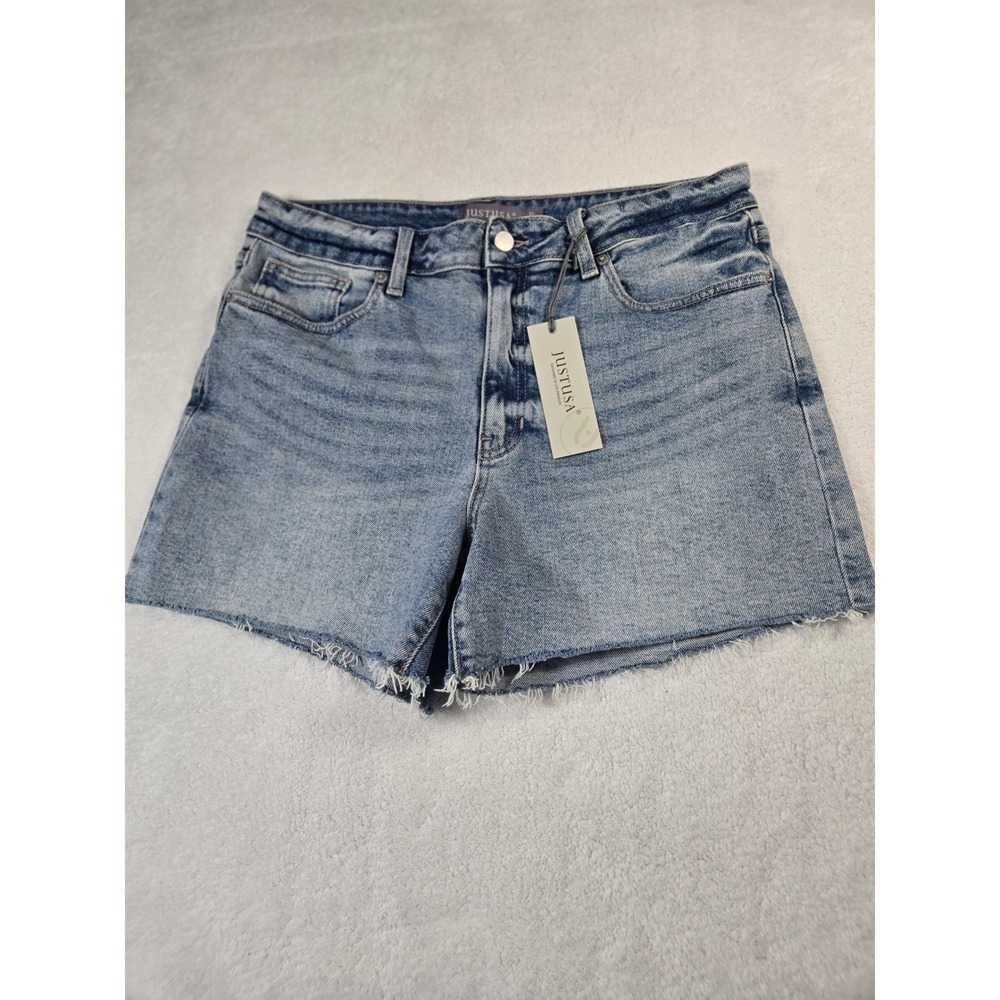 Just USA Laylah High Rise Denim Shorts Light Wash Raw Hem Size 31/12 NEW Basic